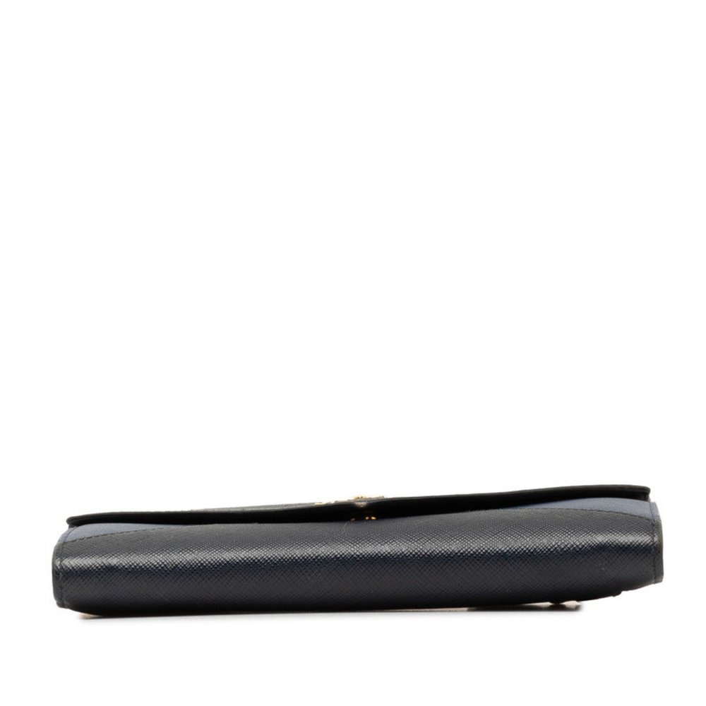 Prada Saffiano Long Wallet 1MH037 Black Navy Leather Women's PRADA - Picture 4 of 11